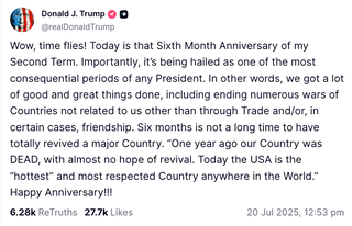Brushing off his administration's handling of the Epstein case, Trump called his first six months 'one of the most consequential periods of any president'